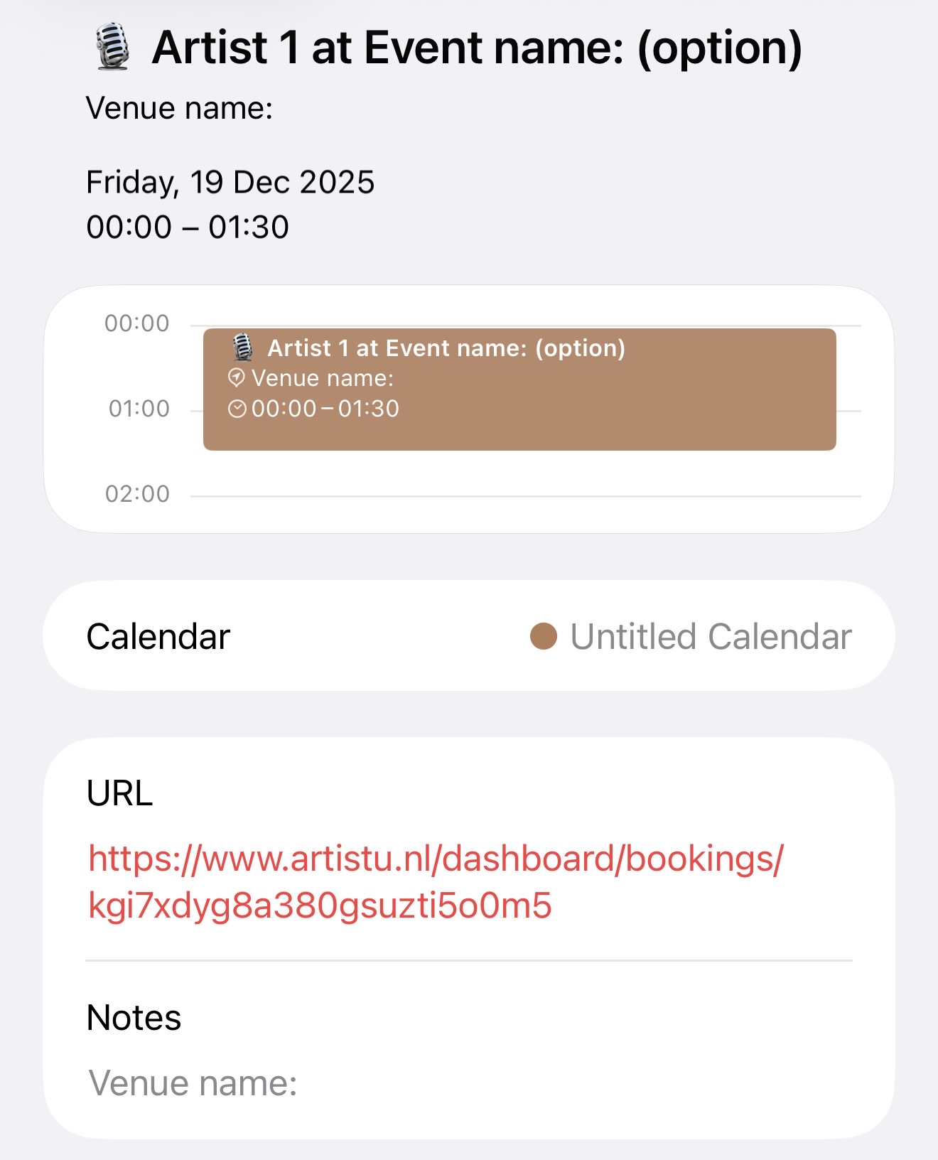 Events in calendar