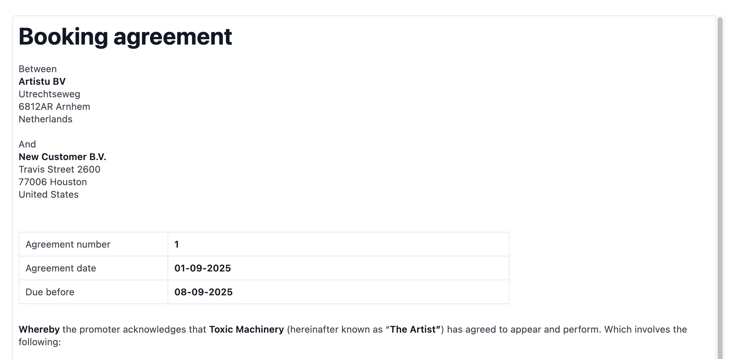 Populated elaborate template example