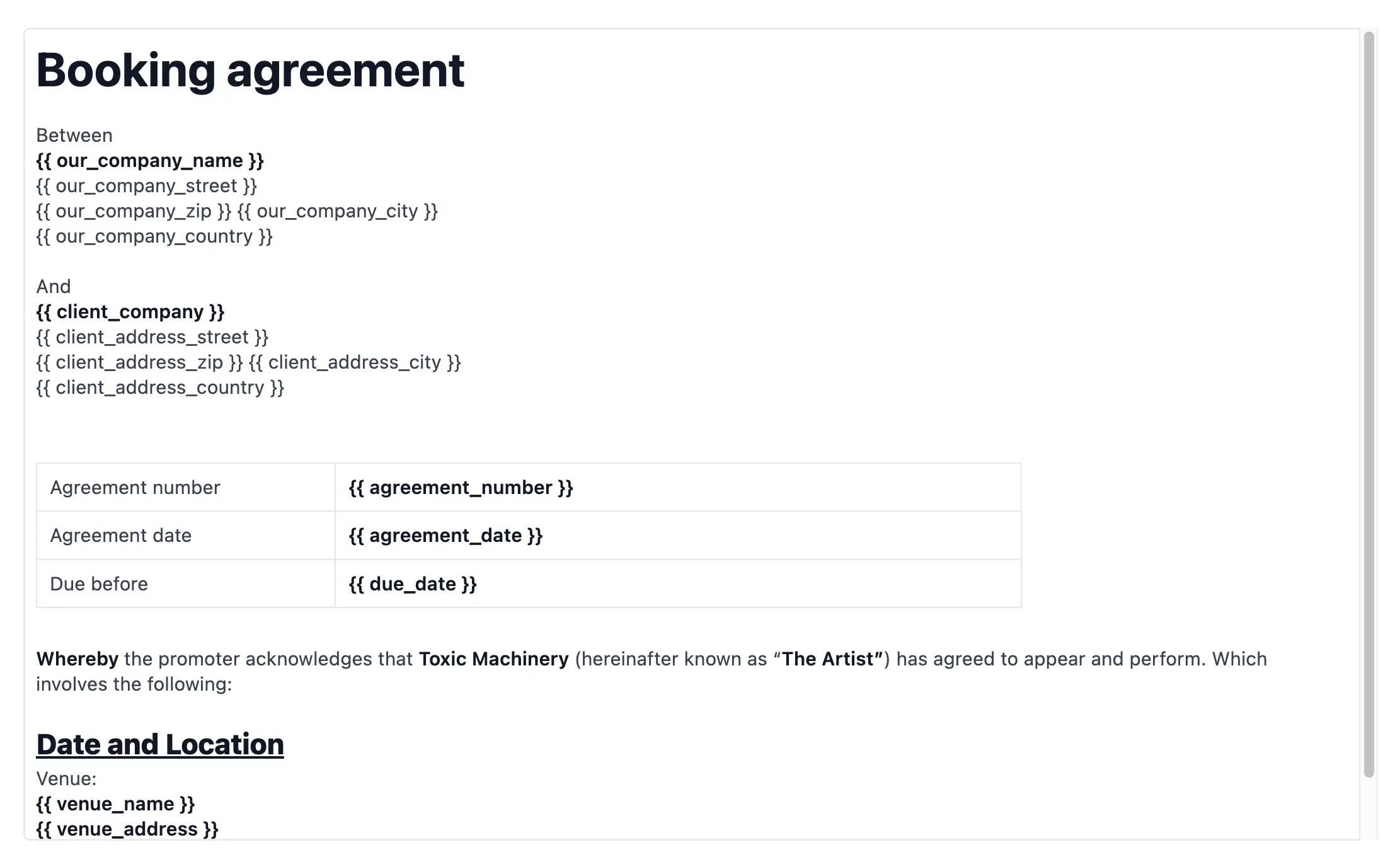 Elaborate template example