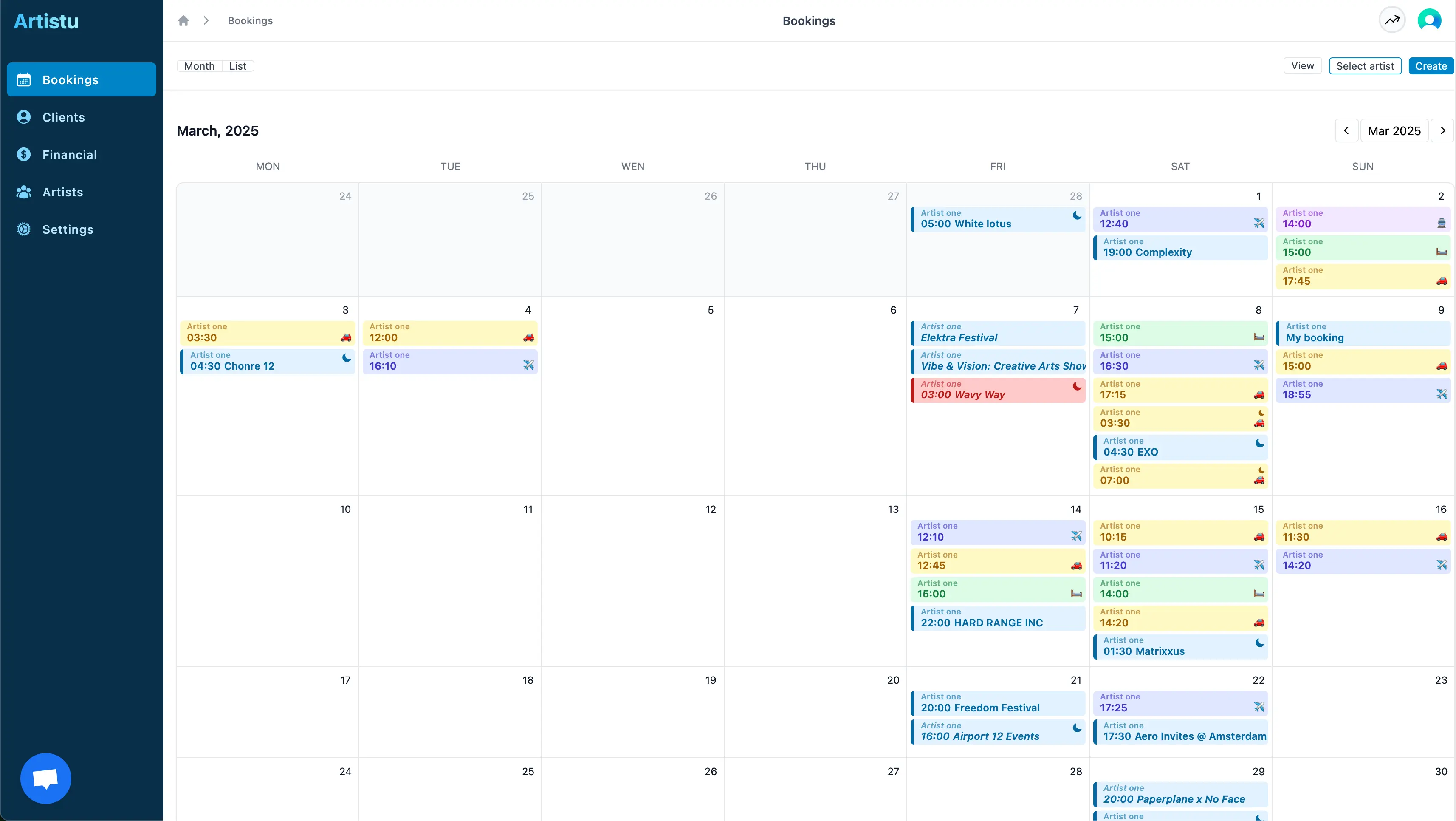 Calendar overview